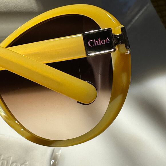 Chloé CE605S 799 Sunglasses|Oversized Round Yellow Brown Gradient Italy NWOT - Picture 2 of 13